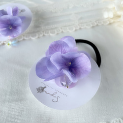 ライトラベンダー 紫陽花 ヘアゴム 紫 梅雨 アーティフィシャル