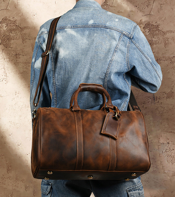 【値下げ：手作り】 古布&レザーのボストンバッグ Lace Ladies（レースレディース） ボストンバッグ ポケット付き レザー