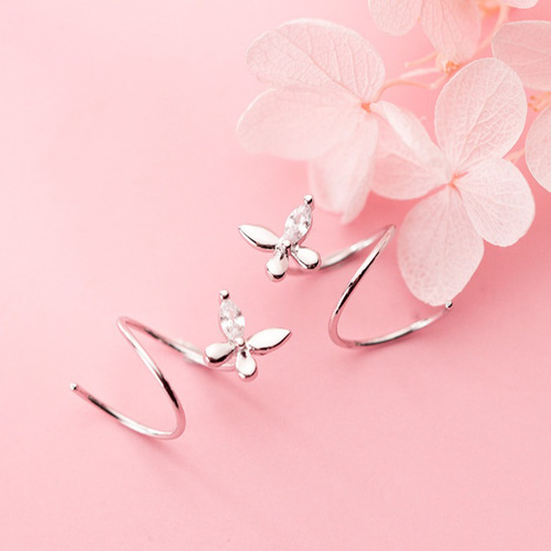 ダブルシンプル小さめ重ね付けつけっぱなし小ぶりフープピアスs925