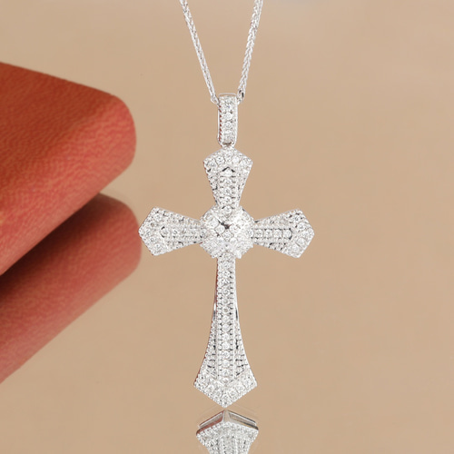 天然ダイヤモンド付きクロスペンダントトップk18 ペンダントトップ  