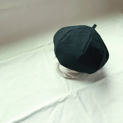 くったりハーフリネンのほっこりベレー帽    3color (ブラック・ネイビー・ベージュ)送料無料【受注製作】 7枚目の画像