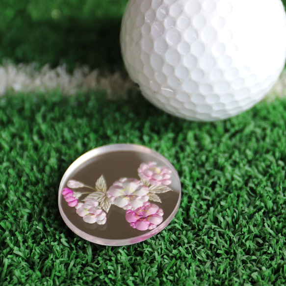 立体彫刻　ゴルフマーカー　[花柄]　Φ30mm 2枚目の画像