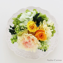 ・プリザーブドフラワー＜ウイエ Sサイズ＞イエローロゼ カーネーション バラ【お祝い】母の日 4枚目の画像