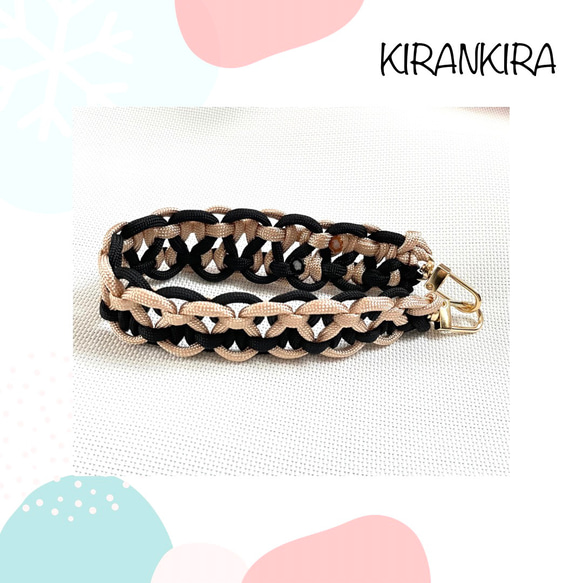 再販×2]パラコードのスマホ＊ハンドストラップKBK bar編み（マロン