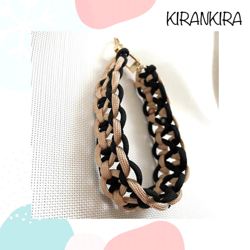 再販×2]パラコードのスマホ＊ハンドストラップKBK bar編み（マロン