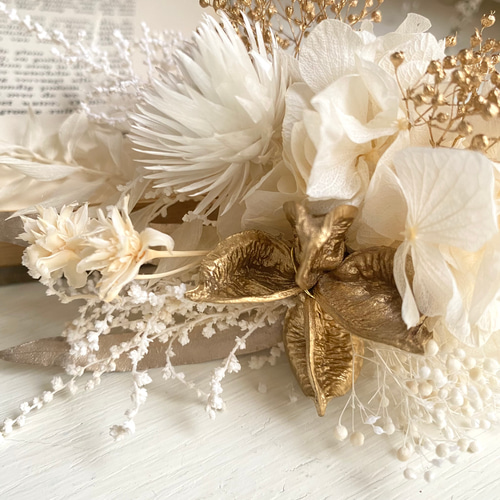 花モチーフ ヘアクリップ 金色 C-257) フラワーモチーフヘアクリップ | ビーズ・パーツなどの