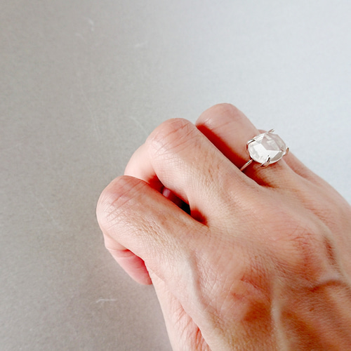 ☆まるで雨粒のような☆透明なストーン＊水晶のシンプルリング 4