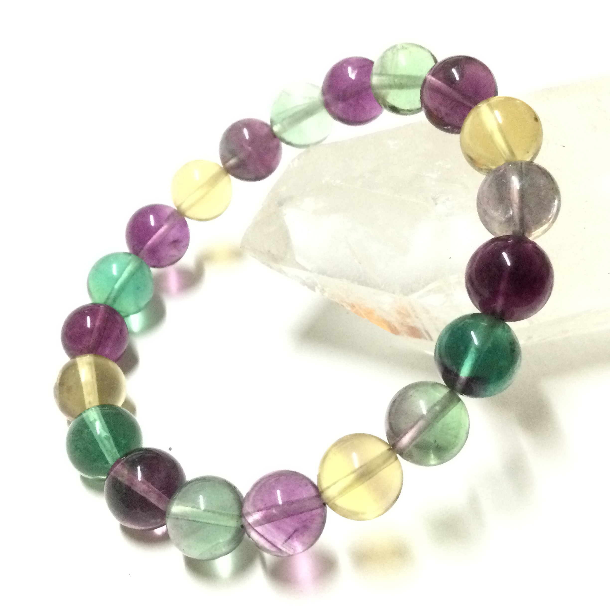 高品質☆一点物 ヒーリングストーン 天然石 マルチカラーフローライト ブレスレット ①