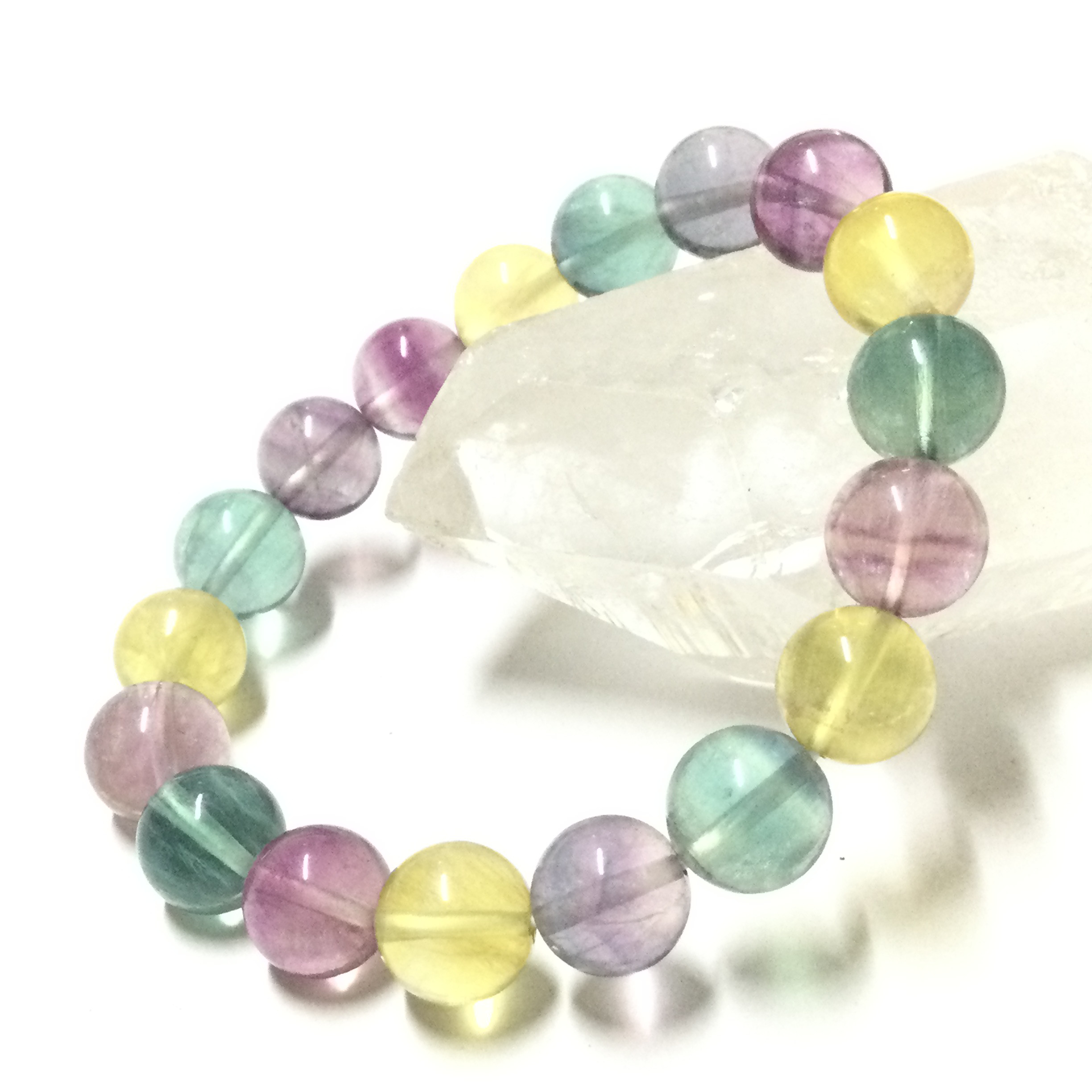 高品質☆一点物 ヒーリングストーン 天然石 マルチカラーフローライト ブレスレット ②