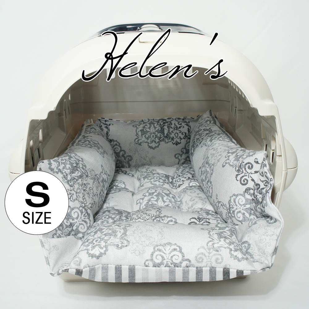 【送料*無料】ペットが喜ぶ キャリークッションベッド/クレートクッション ヴィンテージダマスク グレー Sサイズ