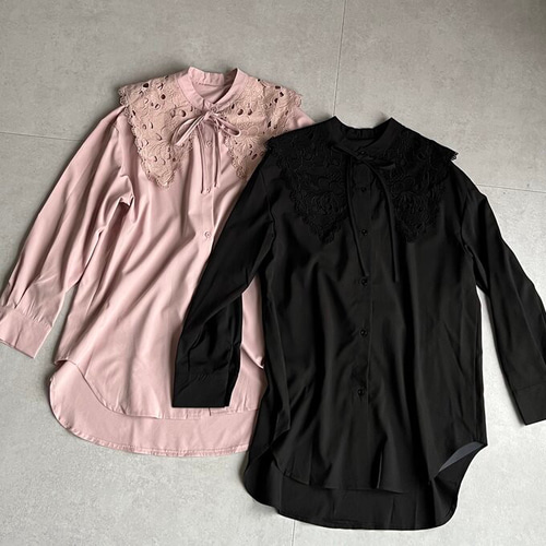 完売品】yori フラットカラーディアードブラウスピンクフリーサイズ