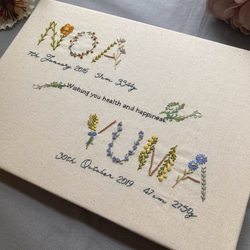 【受注制作】お花の刺繍バースボード　ネームボード　命名書　オーダーメイド 8枚目の画像