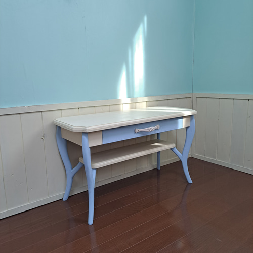 リペア アンティーク 机 デスク アイボリー仕上げ（椅子別売り） 机  