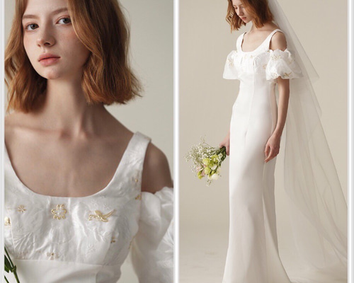 パフスリーブ ウェディングドレス 二次会 前撮り ドレス ウララ — 花嫁