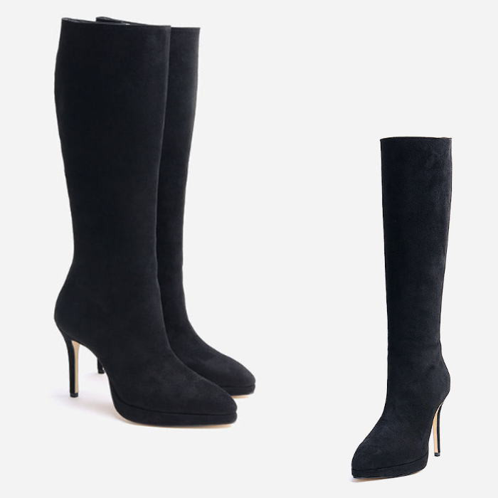 スエードレザーブーツ ロングブーツ (nans) 本革ブーツ オーダーシューズ 小さいサイズ 大きいサイズ