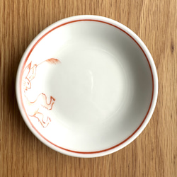 【京焼・清水焼】京都　水野春陽窯　上絵　赤絵　鳥獣戯画　豆皿　（兎　蛙　狐） 7枚目の画像