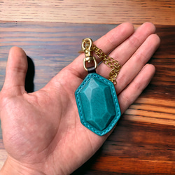 [Polyto] 皮革飾品鑰匙扣（綠松石）包包小吊飾 第5張的照片