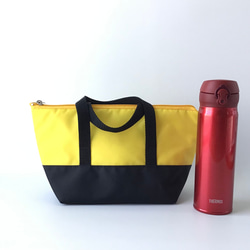 洗える保冷保温ランチバッグ（弁当袋）✨黄（イエロー）＆黒（ブラック） 2枚目の画像
