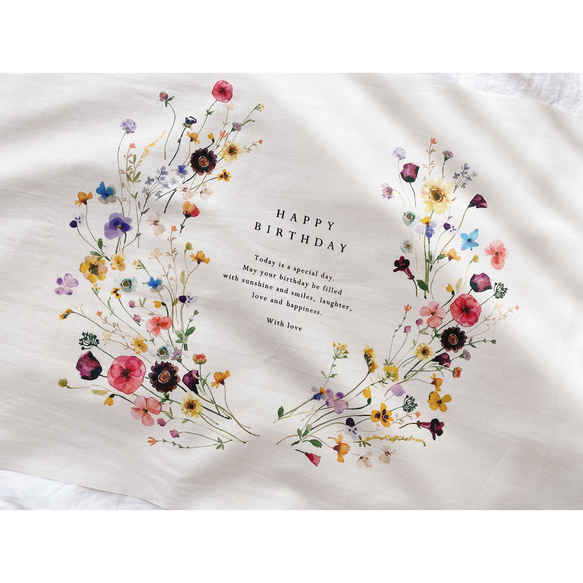 Birthday tapestry / floral wreath | コットンリネン | 誕生日飾り | 誕生日 14枚目の画像