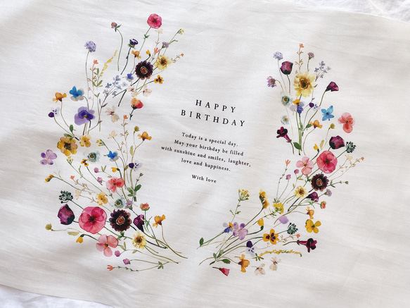 Birthday tapestry / floral wreath | コットンリネン | 誕生日飾り | 誕生日 13枚目の画像