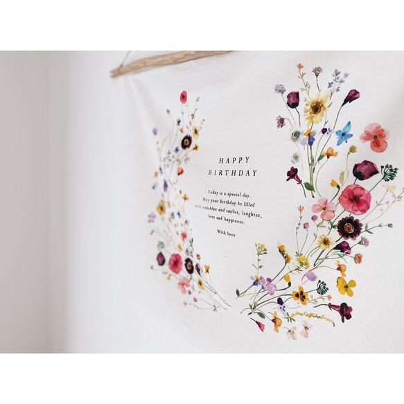 Birthday tapestry / floral wreath | コットンリネン | 誕生日飾り | 誕生日 15枚目の画像