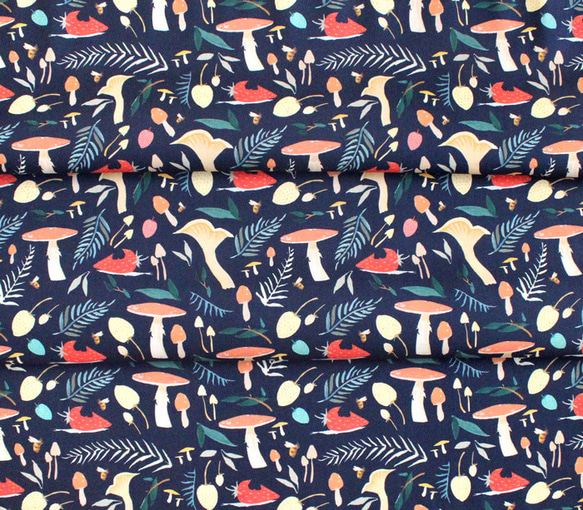 カットクロス Riley Blake Designs Dream World Toadstools Navy 6枚目の画像