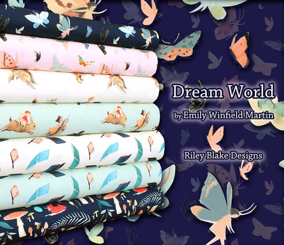 カットクロス Riley Blake Designs Dream World Toadstools Navy 7枚目の画像