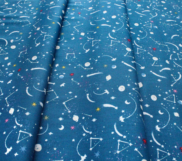 カットクロス Riley Blake Designs Tiny Treaters Milky Way Teal 蓄光 5枚目の画像