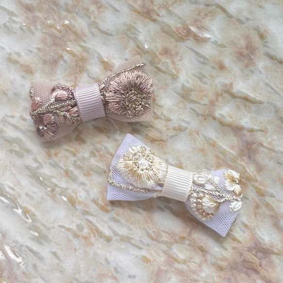 ベビーヘアクリップ　ヘアゴム　ハンドメイド　ヘアピン　インド刺繍リボン　お揃い ベビーヘアクリップヘアゴムハンドメイドヘアピンインド刺繍