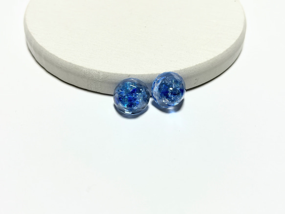 琉球ガラス宝石カット丸ピアス / イヤリング / レジン / 海
