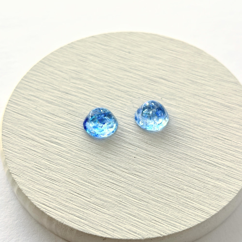 琉球ガラス宝石カット丸ピアス / イヤリング / レジン / 海