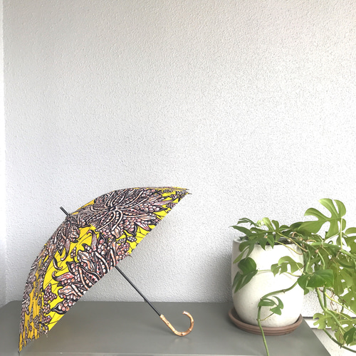 ハンドメイド 雨ゴートから作った晴雨兼用パゴダ日傘 春待月