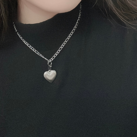 【金属アレルギー対応】Big heart chain necklace ビッグハートチェーンネックレス 4枚目の画像