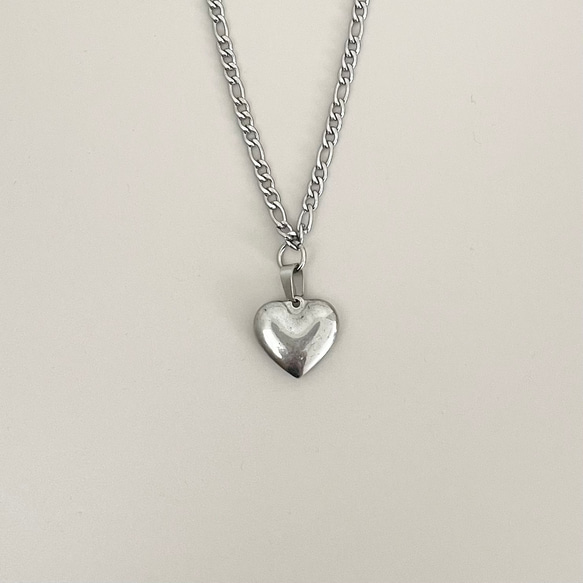 【金属アレルギー対応】Big heart chain necklace ビッグハートチェーンネックレス 1枚目の画像