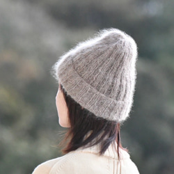 モヘヤのフェミニンニット帽（受注製作） 3枚目の画像