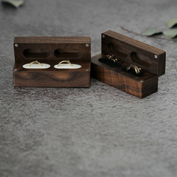 木製リングケース　くるみの木　ペアリング収納　持ち運びに便利 4枚目の画像