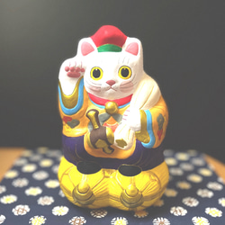 縁起物❣️猫弁財天様と白蛇様。干支、陶器人形、置物、キジトラ猫、猫人形 弁財天と蛇（巳） その他人形 アート創作人形とオカリナ工房 悠
