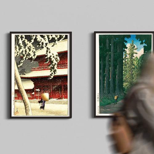芝増上寺（東京二十景）/川瀬巴水 木版画複製 絵画ポスターA4 、日本製 