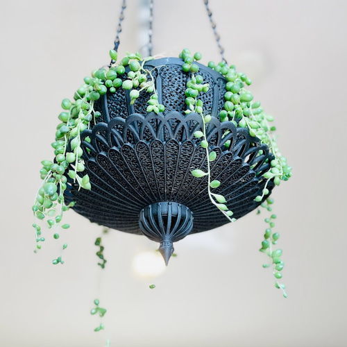 ハンギングプランター 吊り植木鉢 吊り鉢 (艶アリブラック) 一輪挿し