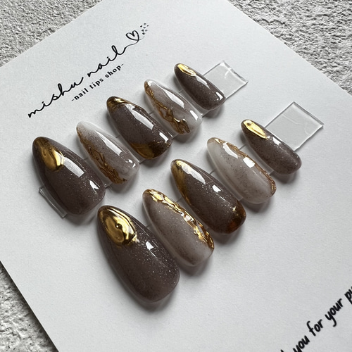 2点セット現品のみ ネイルチップ ニュアンスネイル ミモザネイル