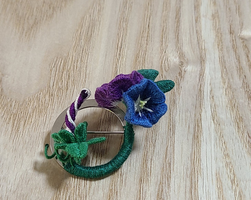 ベロフク　大正ロマン紗に縫取(刺繍)朝顔 大正ロマン紗に縫取(刺繍)朝顔
