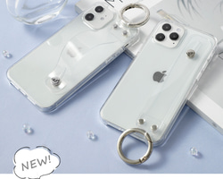 クリアケース　ハンドベルト　シルバー　ゴールド　推し活　フェス　透明　スマホケース　PVC　スマホ#mm00000573