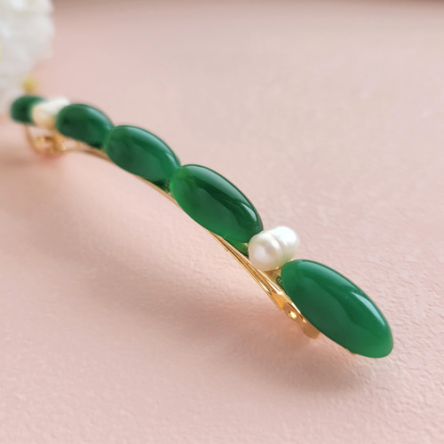 神秘的な翠を身にまとう【ロングタイプ】細身のヘアアクセサリー