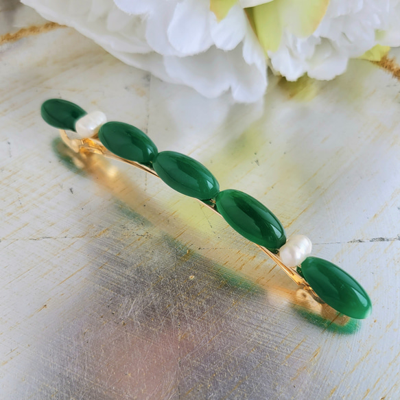 ハンドメイド お花 シュシュ ヘアゴム フラワー ビーズ ブラック167  