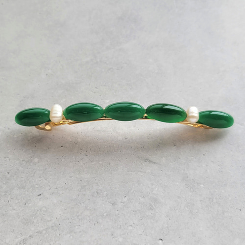 神秘的な翠を身にまとう【ロングタイプ】細身のヘアアクセサリー