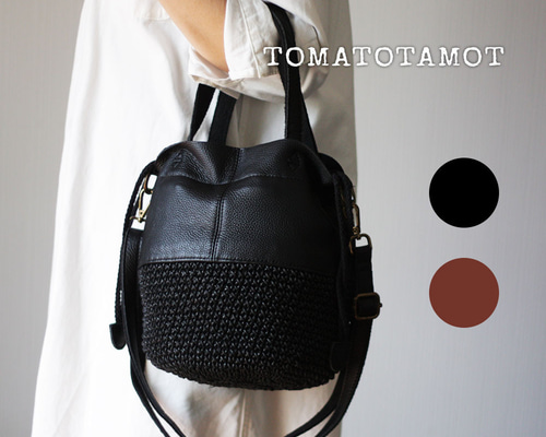 45R レザーカゴ編みバック 45R（フォーティファイブアール）の「花編みレザーかごバッグ（）」 - WEAR