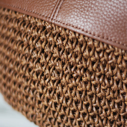 本革遣いのかごバッグ 編みバッグ 巾着バッグ ショルダー ハンドバッグ B-165 7枚目の画像