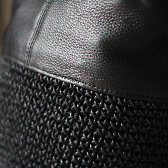 本革遣いのかごバッグ 編みバッグ 巾着バッグ ショルダー ハンドバッグ B-165 6枚目の画像