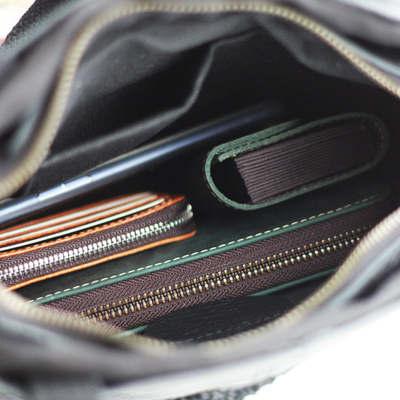 本革遣いのかごバッグ 編みバッグ 巾着バッグ ショルダー ハンドバッグ B-165 15枚目の画像