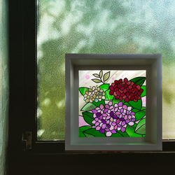 紫陽花【送料無料】 ステンドグラス風インテリアアート 7枚目の画像